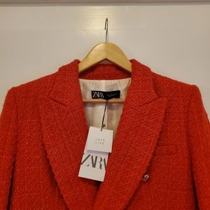 Brand New Red Zara Textured Blazer